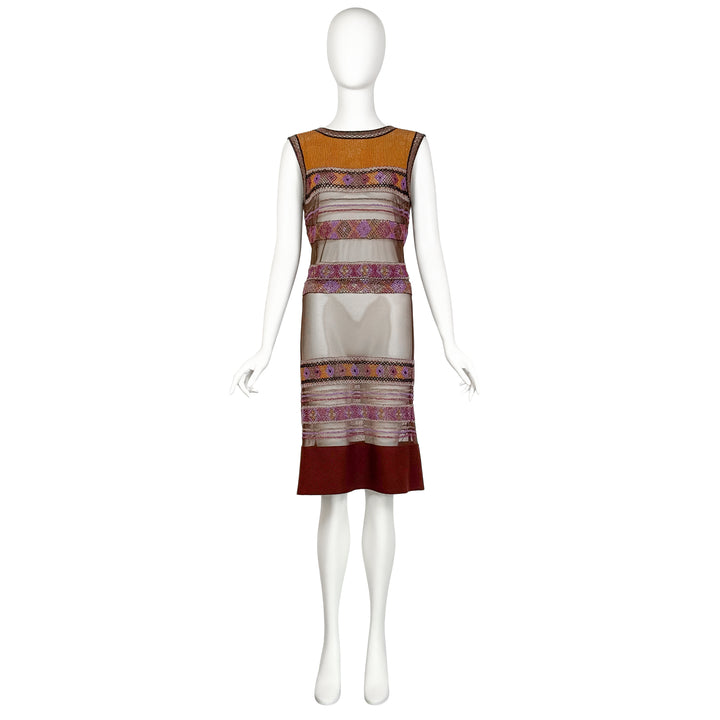VINTAGE ALBERTA FERRETTI CAMEL & PURPLE BEADED TOP & SKIRT ENSEMBLE