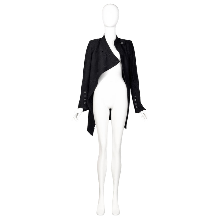 VINTAGE ANN DEMEULEMEESTER SS 2012 BLACK KNIT PATCHWORK LACE ASYMMETRICAL JACKET