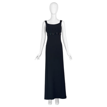 VINTAGE ARMANI COLLEZIONI BLACK BEADED EMPIRE OPEN BACK GOWN Uncommon Thread VINTAGE ARMANI COLLEZIONI BLACK BEADED EMPIRE OPEN BACK GOWN Uncommon Thread