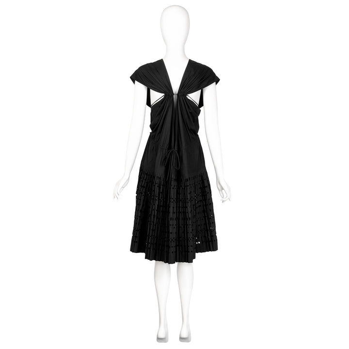 VINTAGE AZZEDINE ALAÏA SS 2003 BLACK LASER CUT TRAPEZE DRESS