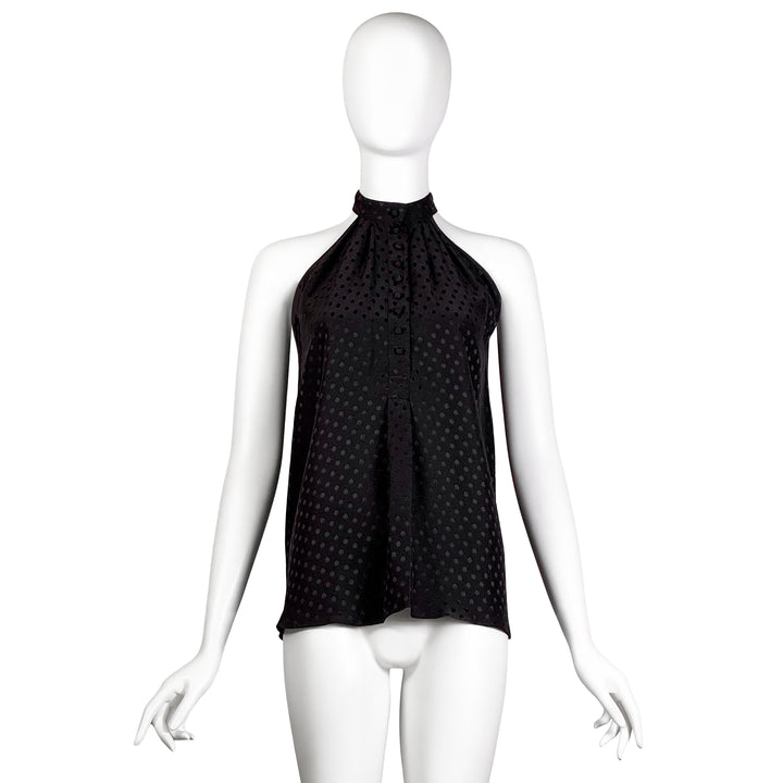 VINTAGE NICOLAS GHESQUIÈRE FOR BALENCIAGA AW 2006 BLACK DOT SLEEVELESS BLOUSE