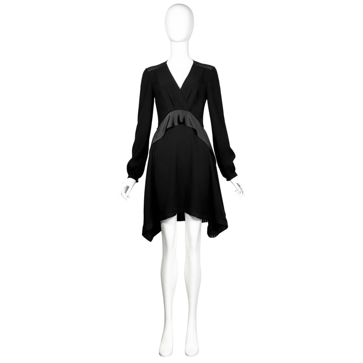 VINTAGE NICOLAS GHESQUIÈRE FOR BALENCIAGA CIRCA 2006 BLACK PLEATED FLOUNCE HEM DRESS