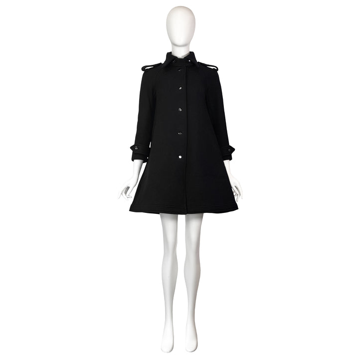 VINTAGE NICOLAS GHESQUIÈRE FOR BALENCIAGA AW 2003 BLACK WOOL TRAPEZE COAT