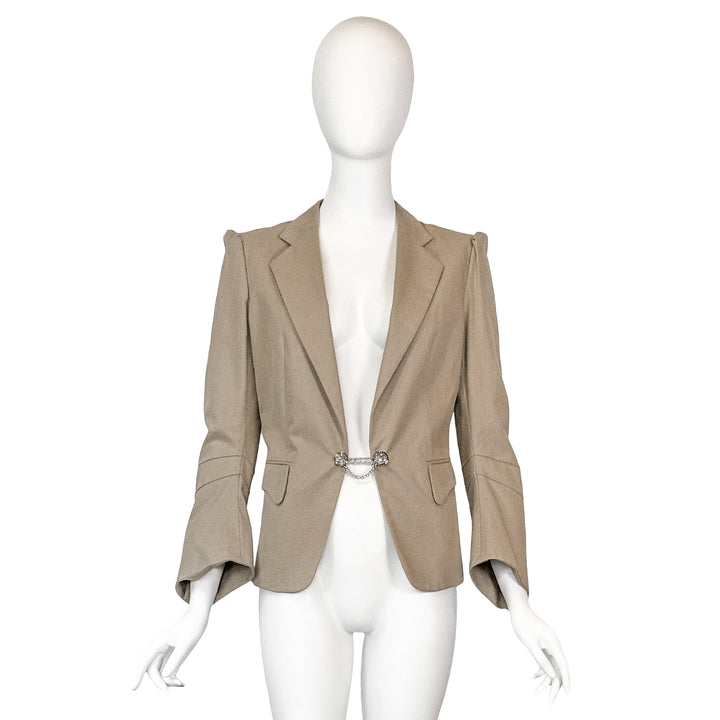 VINTAGE NICOLAS GHESQUIÈRE FOR BALENCIAGA SS 2006 KHAKI ADORNED BLAZER