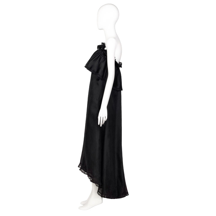 VINTAGE BILL BLASS SS 1978 BLACK LACE TRIM EMPIRE GOWN
