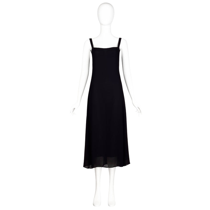 VINTAGE CALVIN KLEIN COLLECTION 1990'S BLACK RAYON SLIP DRESS