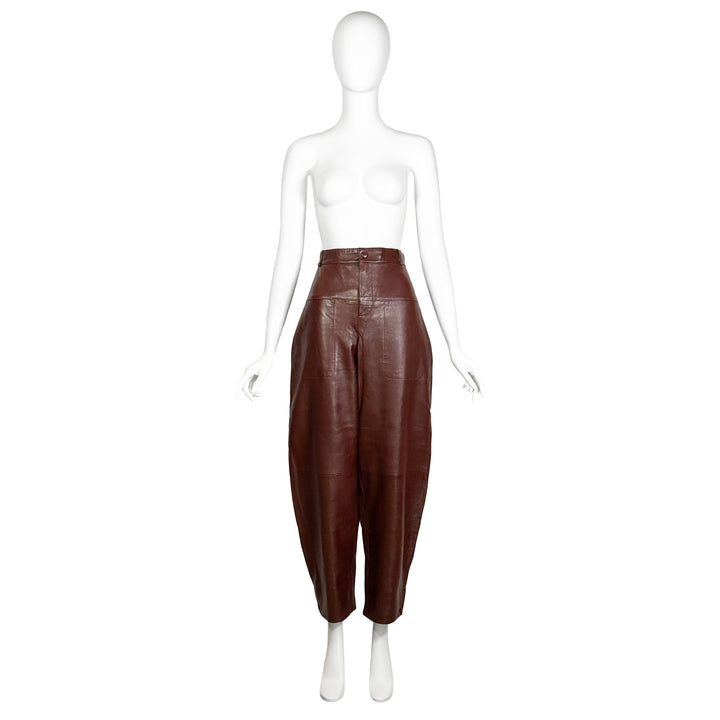 VINTAGE HANNAH MACGIBBON FOR CHLOÉ AW 2010 BROWN LEATHER PANTS