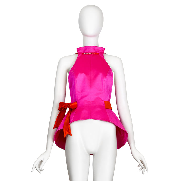 VINTAGE CHRISTIAN LACROIX AW 1996 HOT PINK & ORANGE SATIN TOP