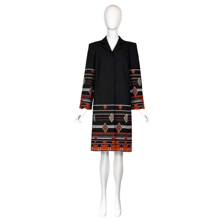 VINTAGE CHRISTIAN LACROIX BLACK & ORANGE EMBROIDERED COAT