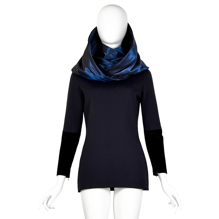 VINTAGE CHRISTIAN LACROIX BLUE TAFFETA KNIT TOP