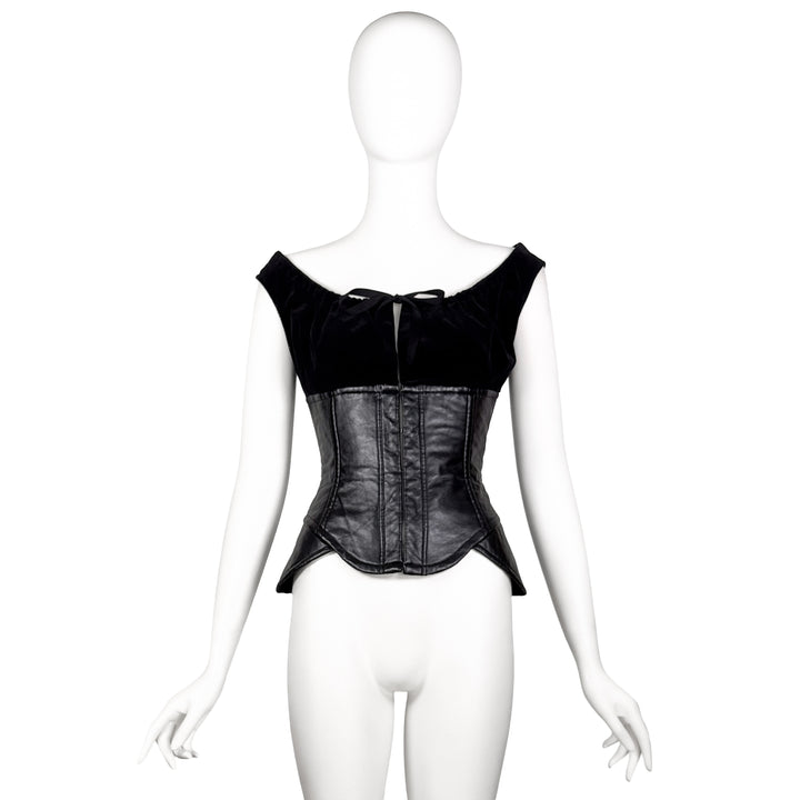 VINTAGE COMME DES GARÇONS AW 2001 BLACK VELVET BUSTIER CORSET TOP