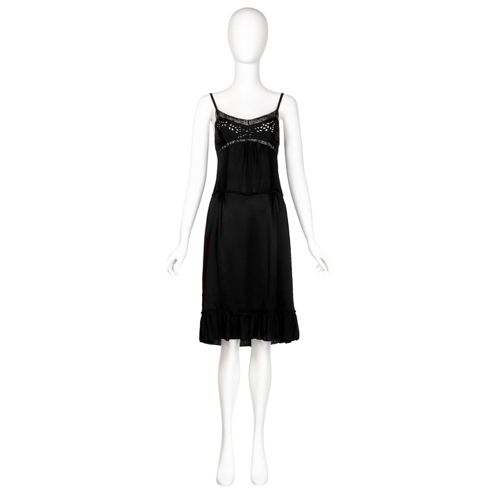 VINTAGE DOLCE & GABBANA EARLY 2000'S BLACK LACE LINGERIE SLIP DRESS