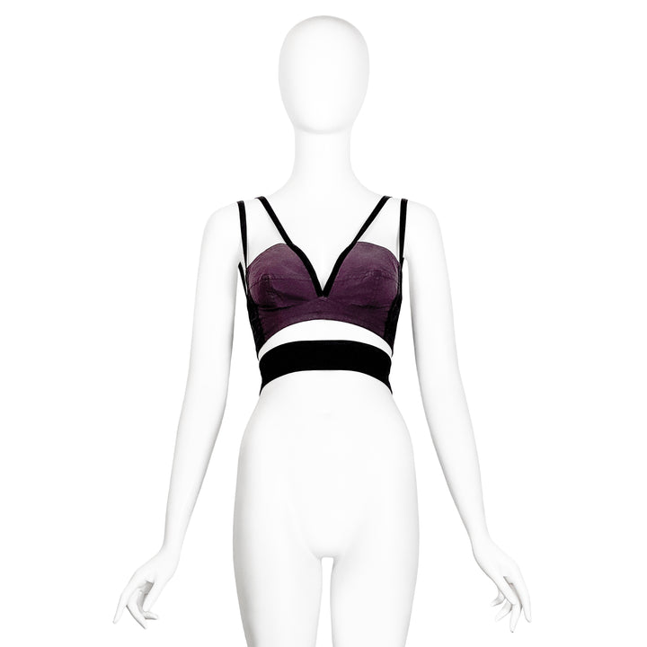 VINTAGE DOLCE & GABBANA AW 1991 PURPLE & BLACK BRA TOP