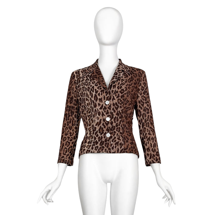 VINTAGE DOLCE & GABBANA SS 1997 LEOPARD PRINT FITTED JACKET