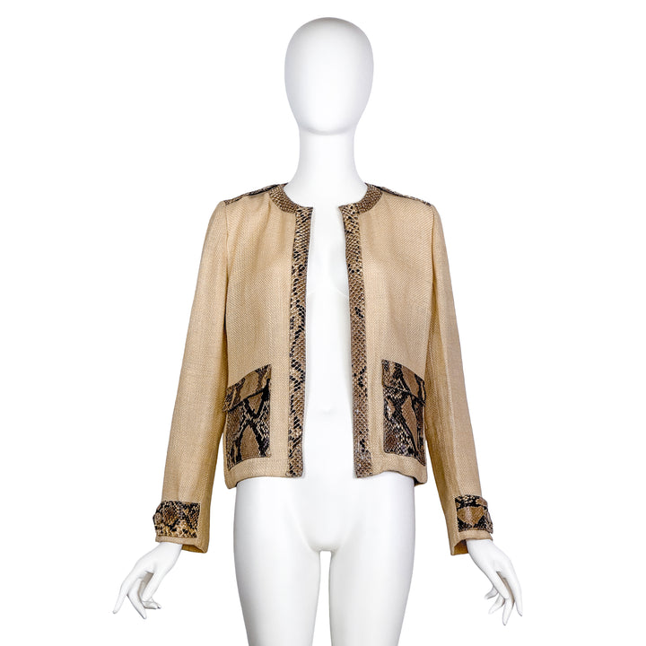 VINTAGE DOLCE & GABBANA SS 2005 CREAM PYTHON TRIM JACKET