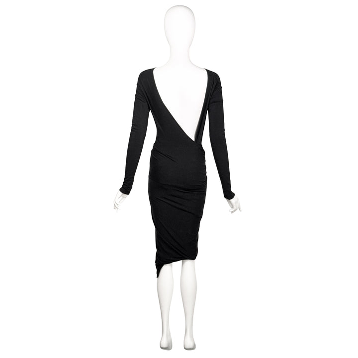 VINTAGE DONNA KARAN AW 2003 BLACK DEEP V BACK COCKTAIL DRESS