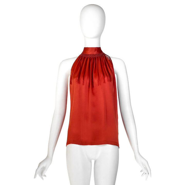 VINTAGE DRIES VAN NOTEN RED ORANGE FRINGE TANK