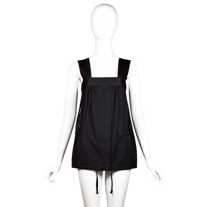 VINTAGE DRIES VAN NOTEN SS 2007 BLACK TIE BACK BLOUSE WITH POCKETS