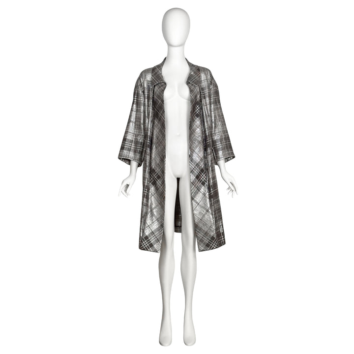 VINTAGE DRIES VAN NOTEN SS 2013 SILVER PLAID OVERCOAT