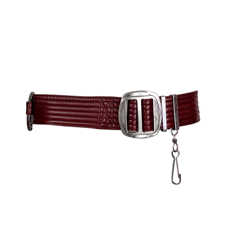 VINTAGE DRIES VAN NOTEN AW 2007 BURGUNDY LEATHER BELT