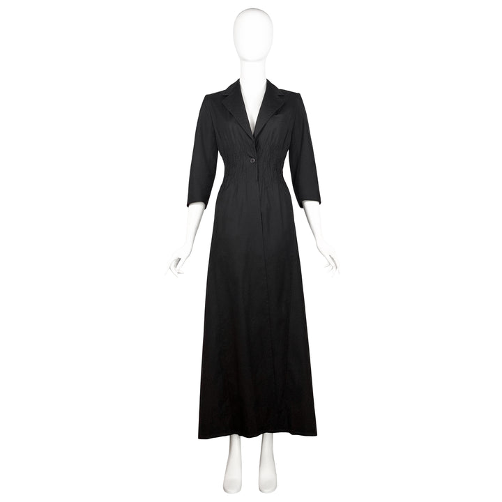 VINTAGE DRIES VAN NOTEN SS 1999 BLACK COTTON SMOCK WAIST COAT