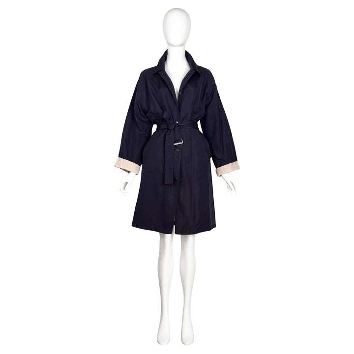 VINTAGE DRIES VAN NOTEN SS 2007 BLUE & BLUSH TAFFETA DUSTER COAT