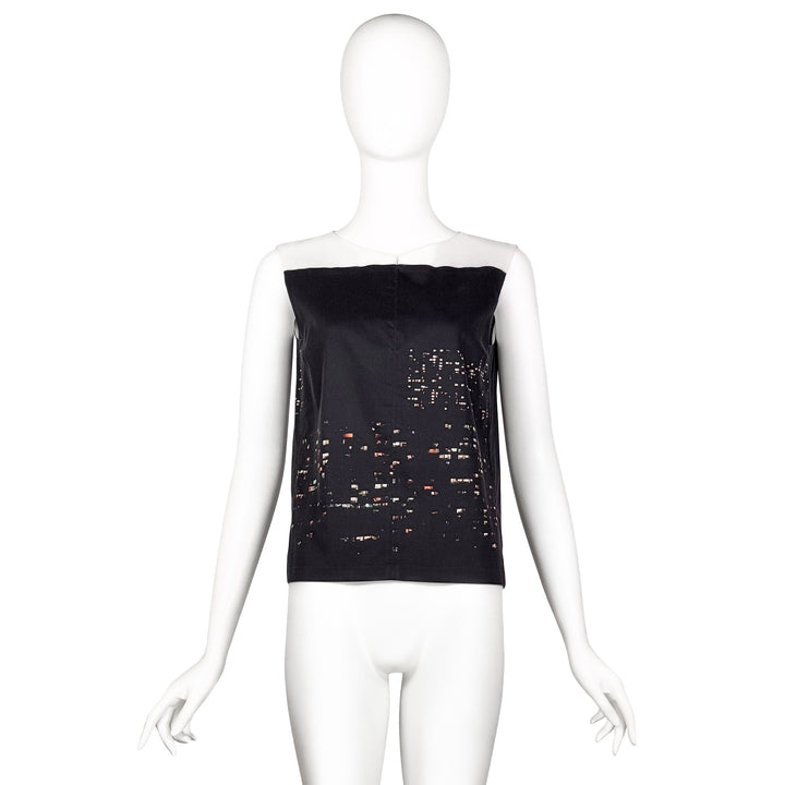 VINTAGE DRIES VAN NOTEN SS 2012 BLACK & WHITE 'LIGHTSCAPES' TOP