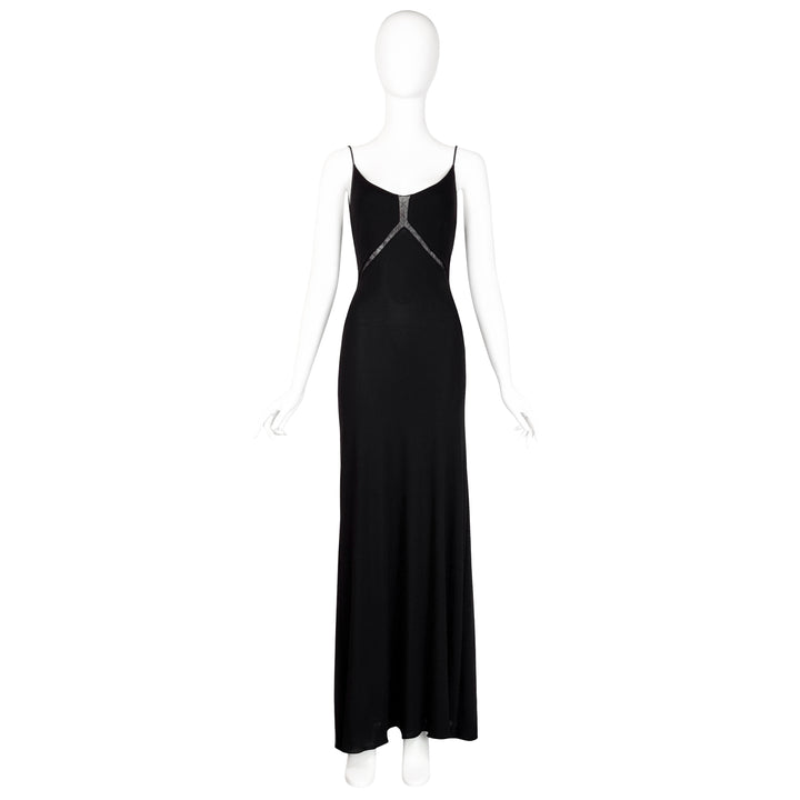 VINTAGE GIORGIO ARMANI BLACK LACE TRIM SLIP GOWN