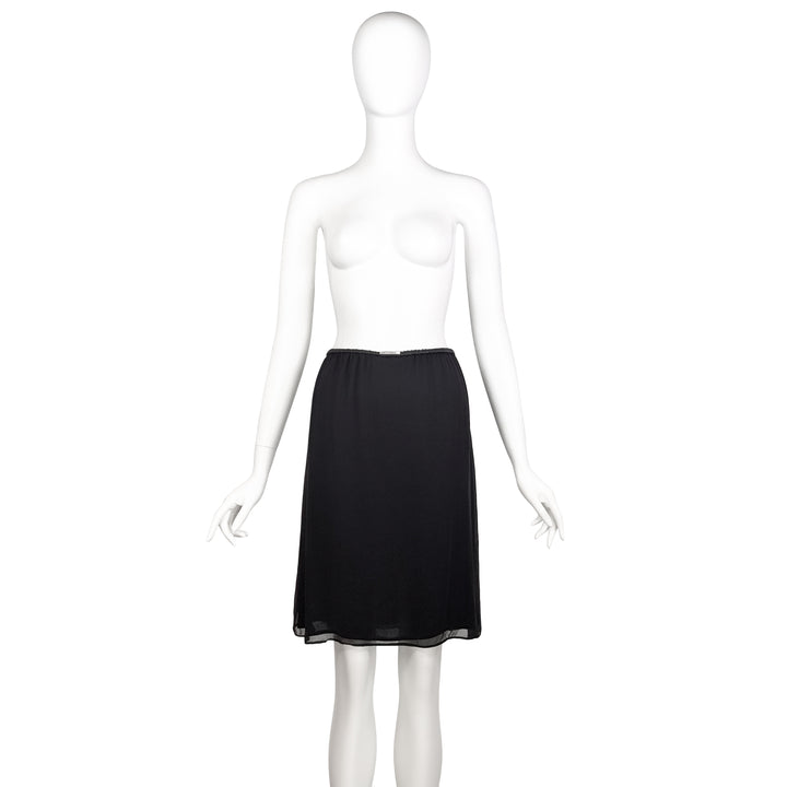 VINTAGE TOM FORD FOR GUCCI SS 1999 BLACK LEATHER TRIM SILK SKIRT
