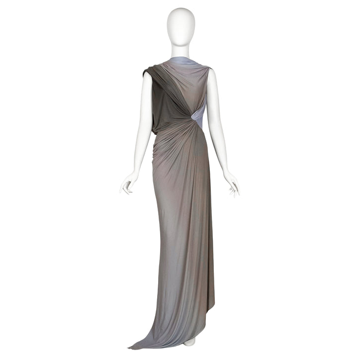 VINTAGE HAIDER ACKERMANN SS 2009 GREY & BLUE OMBRE GRECIAN GOWN