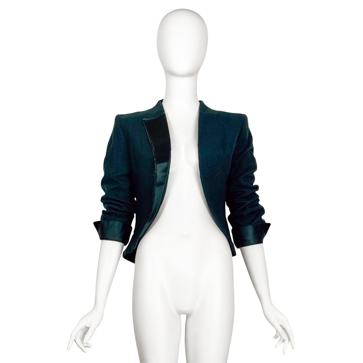 VINTAGE HAIDER ACKERMANN AW 2011 TEAL WOOL & SATIN JACKET