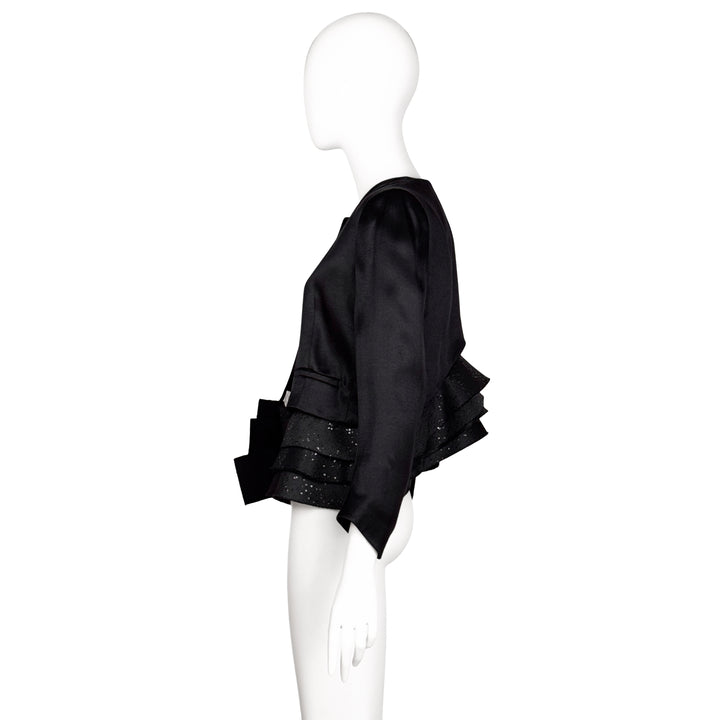 VINTAGE HAIDER ACKERMANN SS 2015 BLACK MULTI TIERED EVENING JACKET