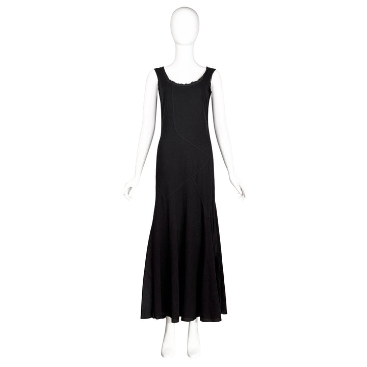 VINTAGE ISSEY MIYAKE SS 2003 BLACK COTTON BIAS CUT DRESS