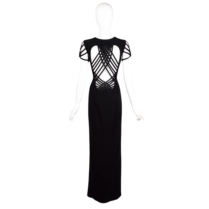 VINTAGE JEAN PAUL GAULTIER RESORT 2011 BLACK LATTICE BACK GOWN