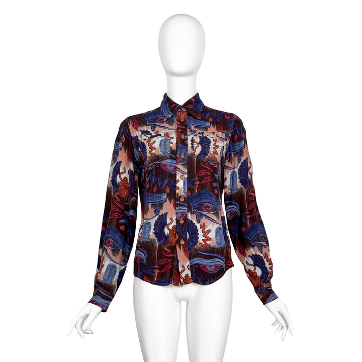 VINTAGE JEAN PAUL GAULTIER SS 1997 EYE OF HORUS BUTTON UP SHIRT