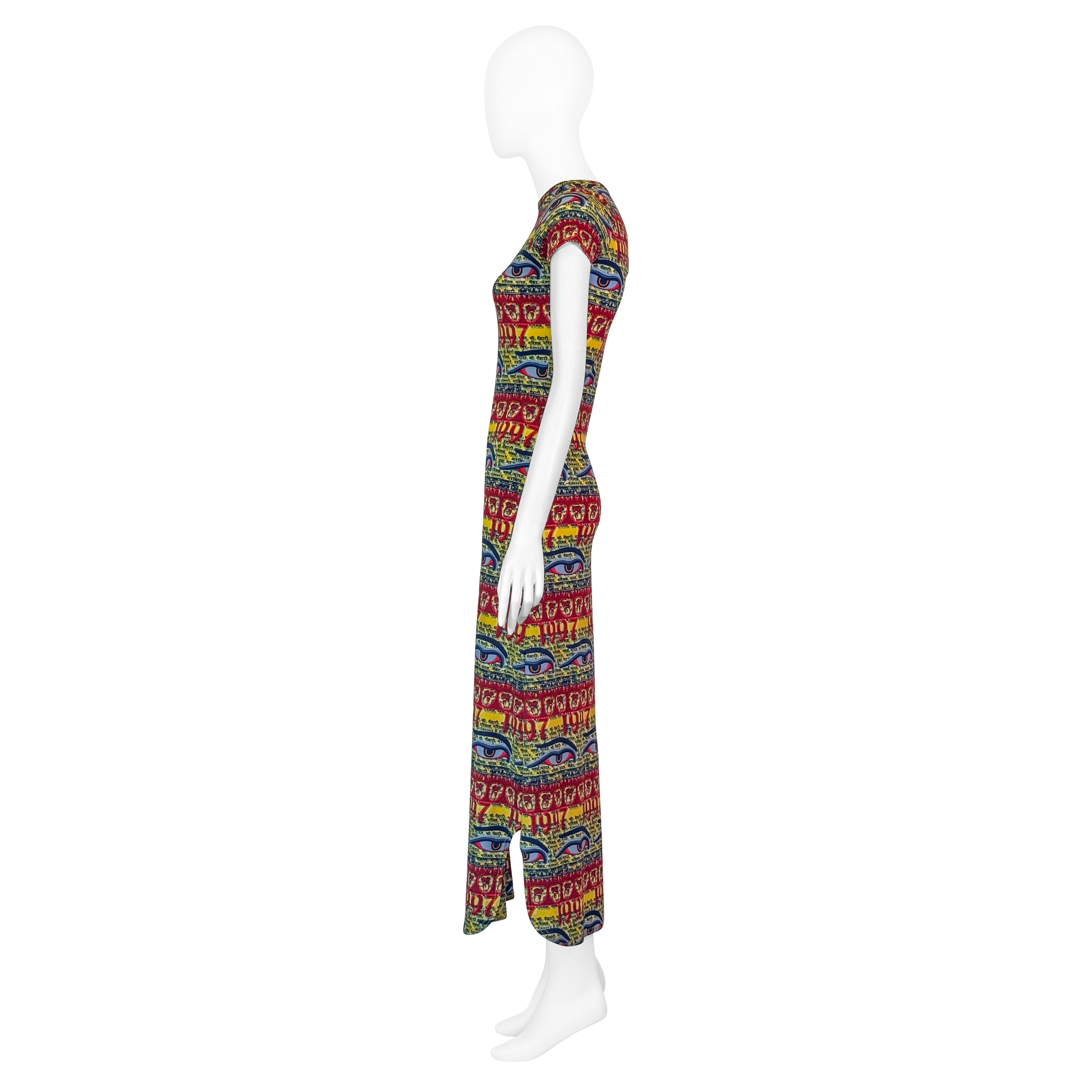 VINTAGE JEAN PAUL GAULTIER SS 1997 RED YELLOW & BLUE EGYPTIAN EYE