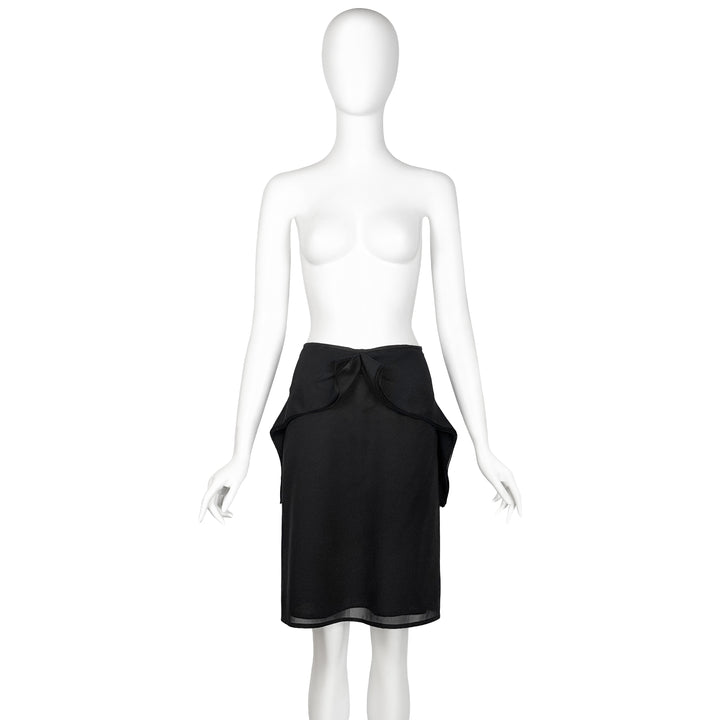VINTAGE JIL SANDER 1990'S BLACK ABSTRACT PLEAT SKIRT