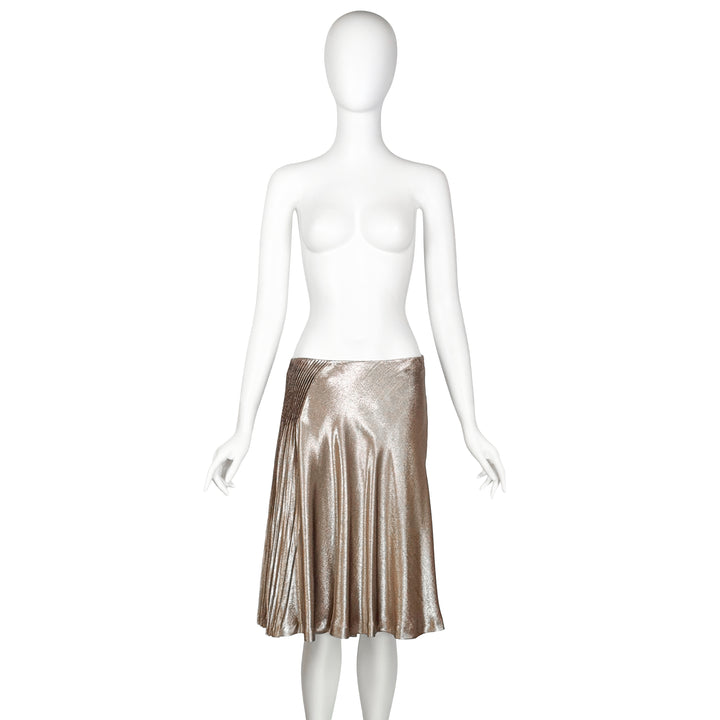 VINTAGE JIL SANDER CHAMPAGNE KNIFE PLEAT SKIRT