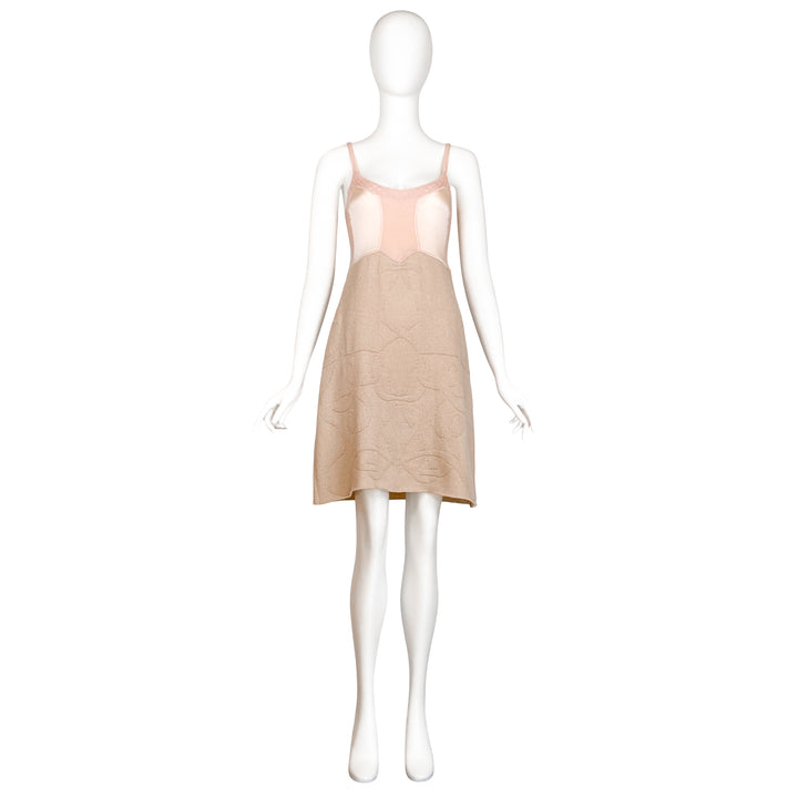 VINTAGE RAF SIMONS FOR JIL SANDER AW 2012 NUDE SILK & WOOL LINGERIE DRESS