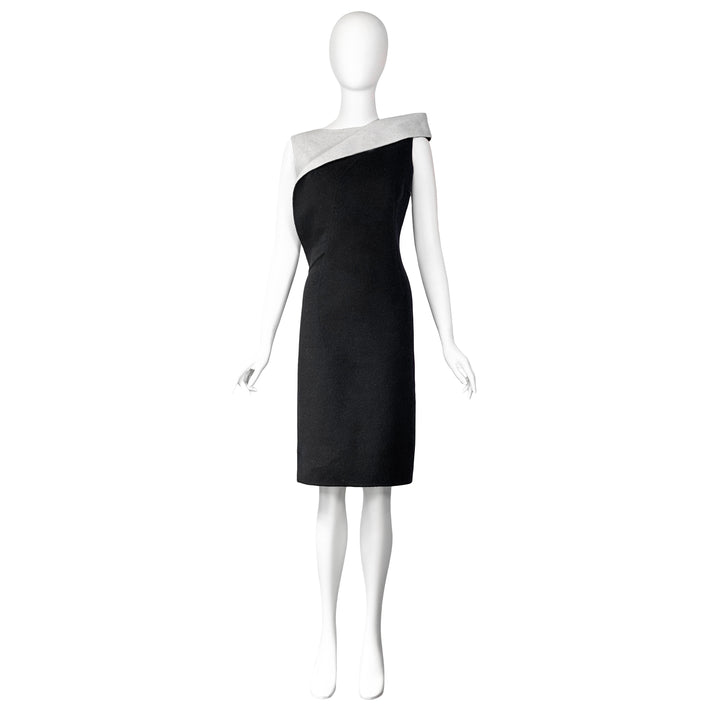 VINTAGE RAF SIMONS FOR JIL SANDER AW 2009 BLACK & IVORY ORIGAMI SHIFT DRESS