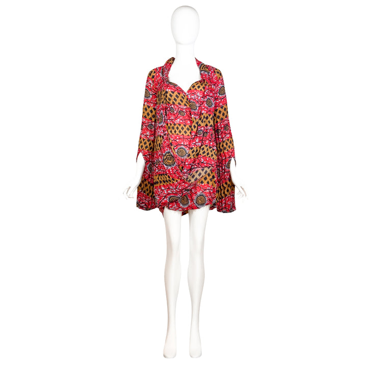 VINTAGE JUNYA WATANABE SS 2009 RED & YELLOW AFRICAN PRINT DRESS