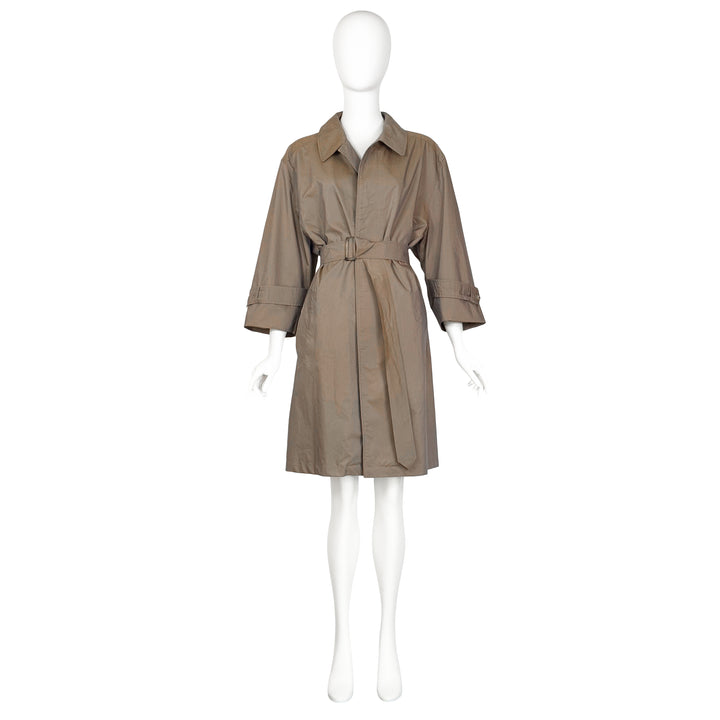 VINTAGE LANVIN 1990'S IRIDESCENT KHAKI TRENCH COAT