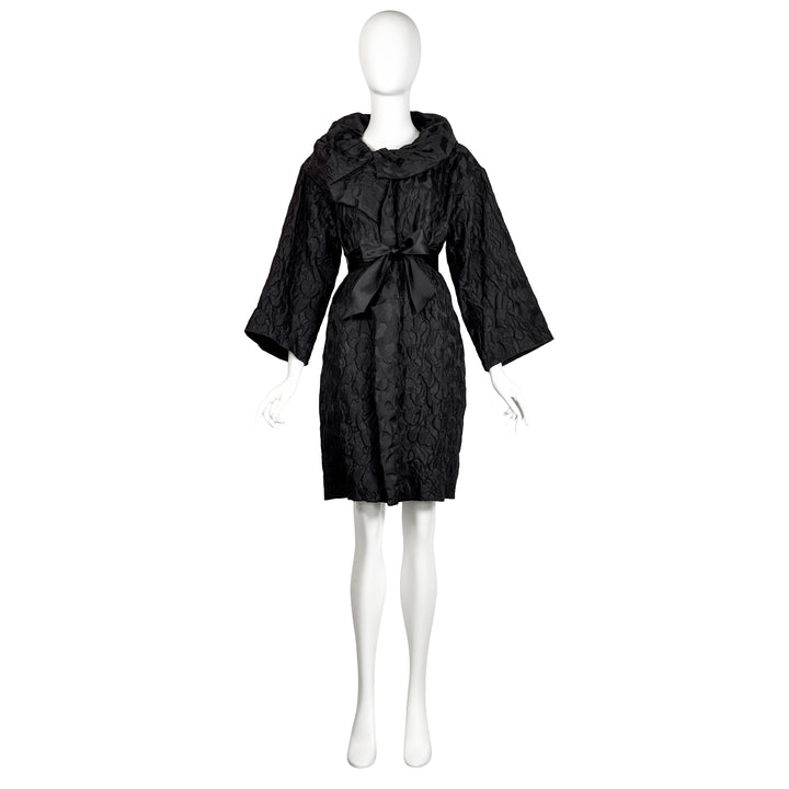 VINTAGE ALBER ELBAZ FOR LANVIN AW 2007 BLACK TEXTURED COAT & SASH