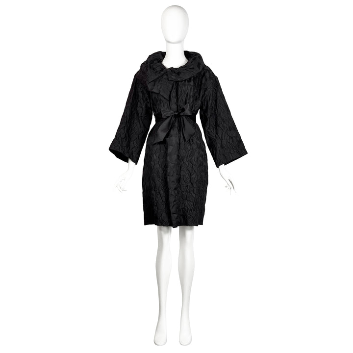 VINTAGE ALBER ELBAZ FOR LANVIN AW 2007 BLACK TEXTURED COAT & SASH