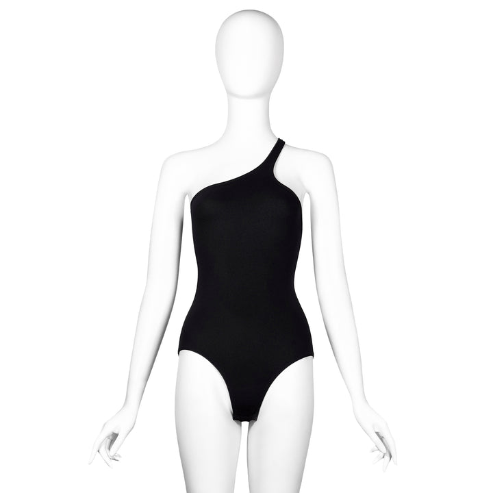 VINTAGE ALBER ELBAZ FOR LANVIN CIRCA 2011 BLACK ASYMMETRICAL BODYSUIT