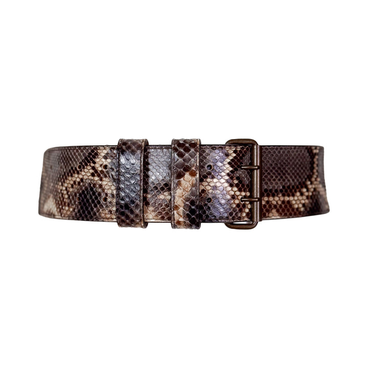 VINTAGE ALBER ELBAZ FOR LANVIN CIRCA 2000'S GREY BROWN & CREAM SNAKESKIN BELT