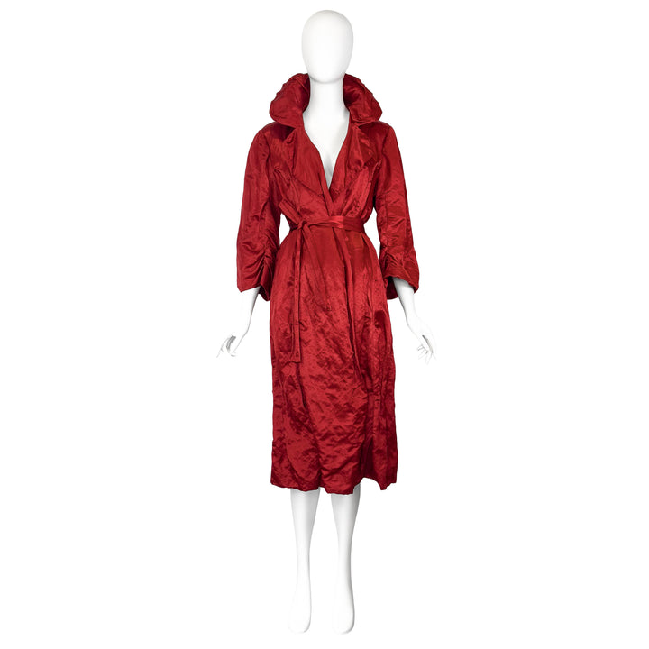 VINTAGE ALBER ELBAZ FOR LANVIN SS 2006 RED SATIN CRINKLE COAT