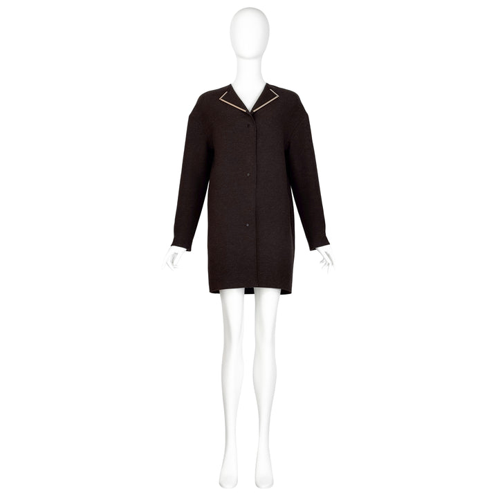 VINTAGE ALBER ELBAZ FOR LANVIN AW 2011 BROWN METAL DECAL COAT