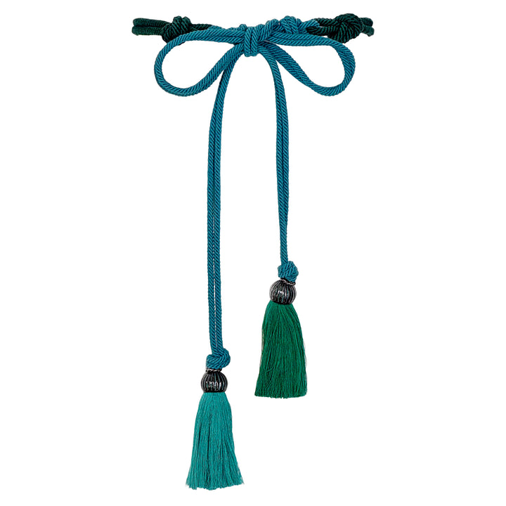 VINTAGE ALBER ELBAZ FOR LANVIN RESORT 2016 TEAL & GREEN TASSEL BELT