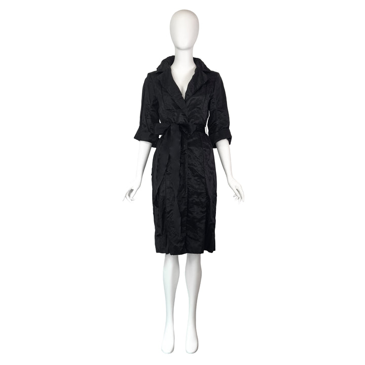 VINTAGE ALBER ELBAZ FOR LANVIN SS 2006 BLACK SATIN CRINKLE COAT